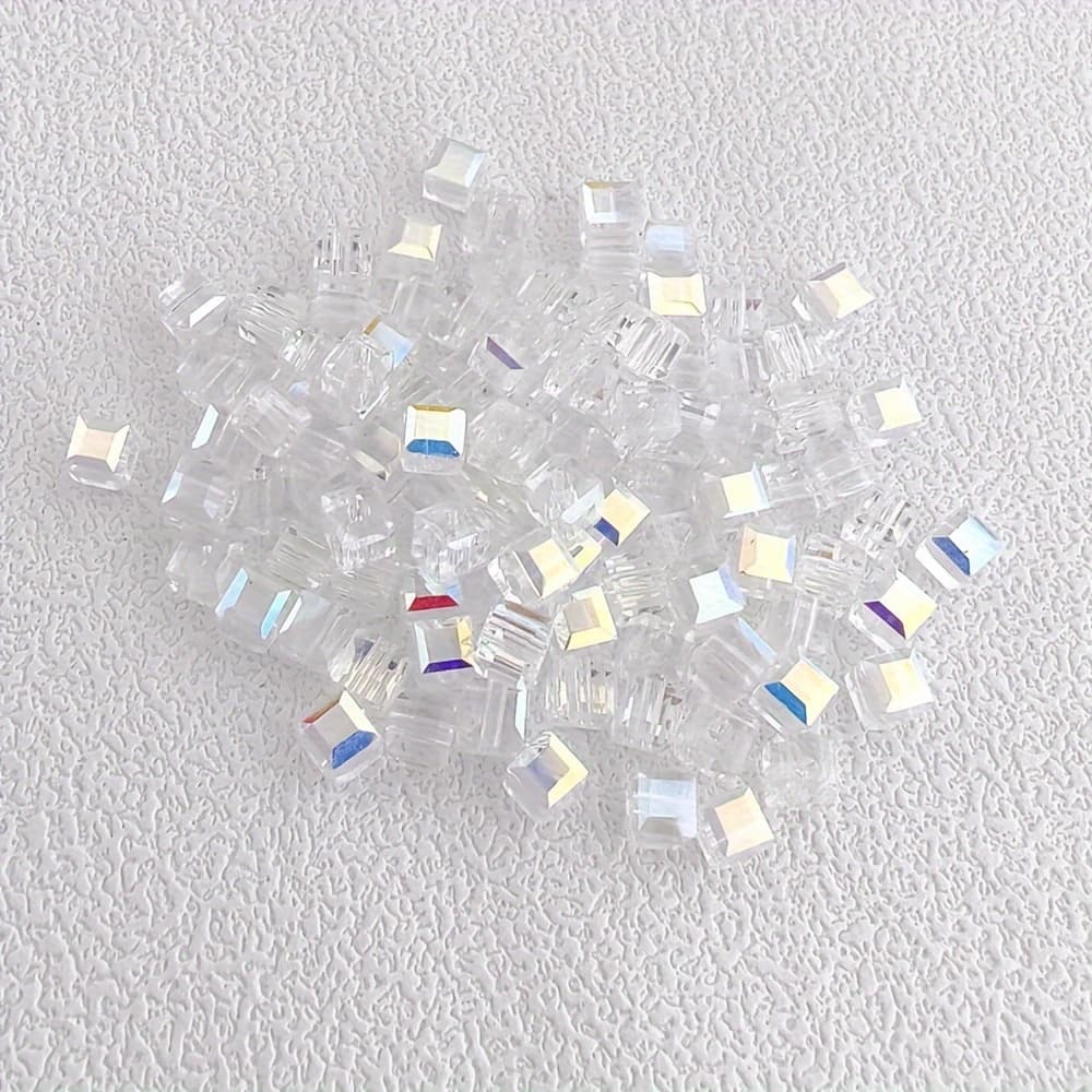 TEMU 4/6/8mm Glass Beads For Diy Handmade Earrings, Necklaces, Bracelets, Jewelry Accessories, Loose Beads, Spacer Beads, Square Beads