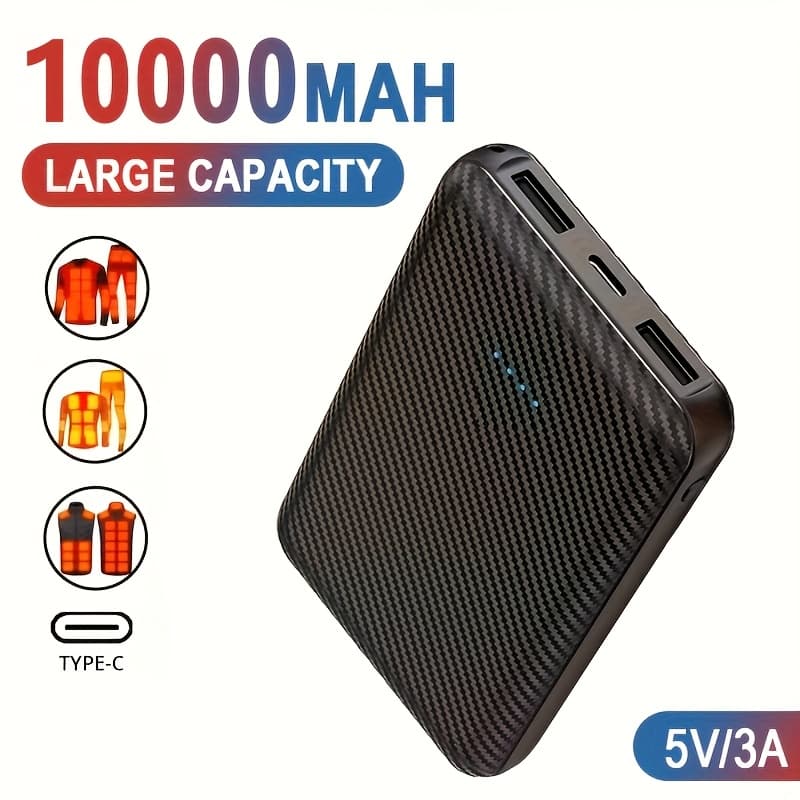 TEMU 10000mah Portable Power Bank, 1pc/2pcs, 5v 3a Output, Portable Charger, External Battery Pack For Heated Clothing, Jackets, Vests, Socks, Pads, Compatible With Smartphones, Tablets, Devices