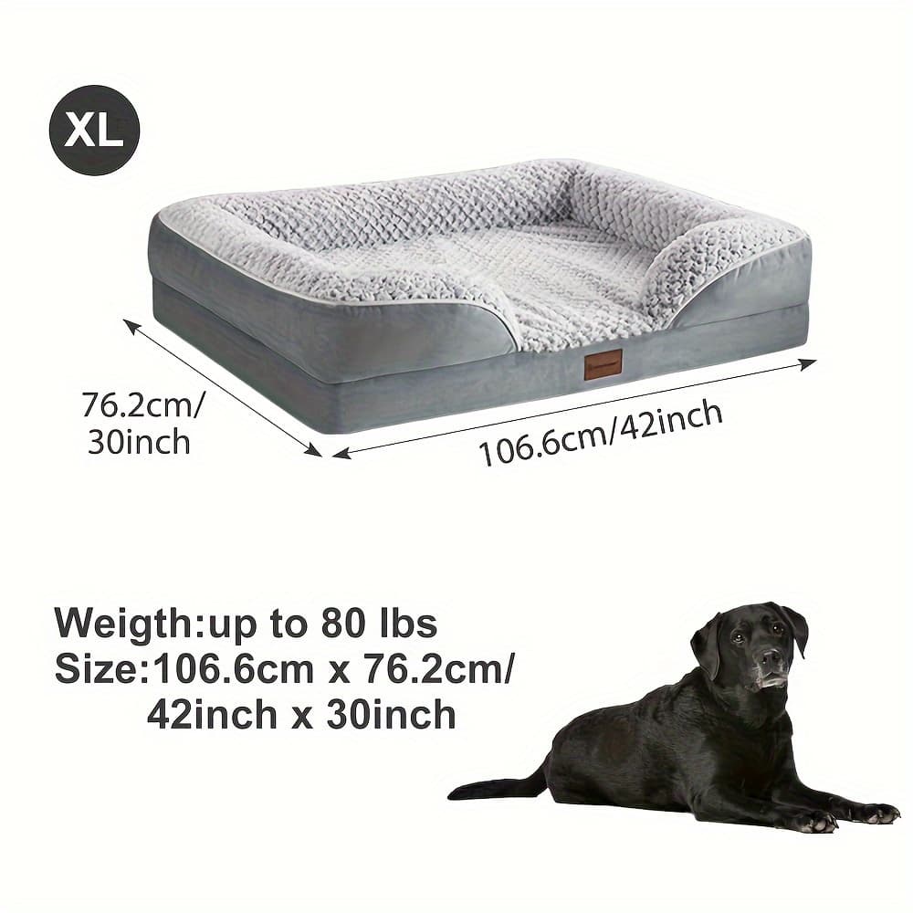 TEMU Orthopedic Dog Beds For Large Dogs, Sofa Dog Bed For Extra For Large Dogs Egg Foam For Extra For Large Dog Bed With Removable Washable Pillow Cover, Dog Couch Bed With Anti-slip Bottom
