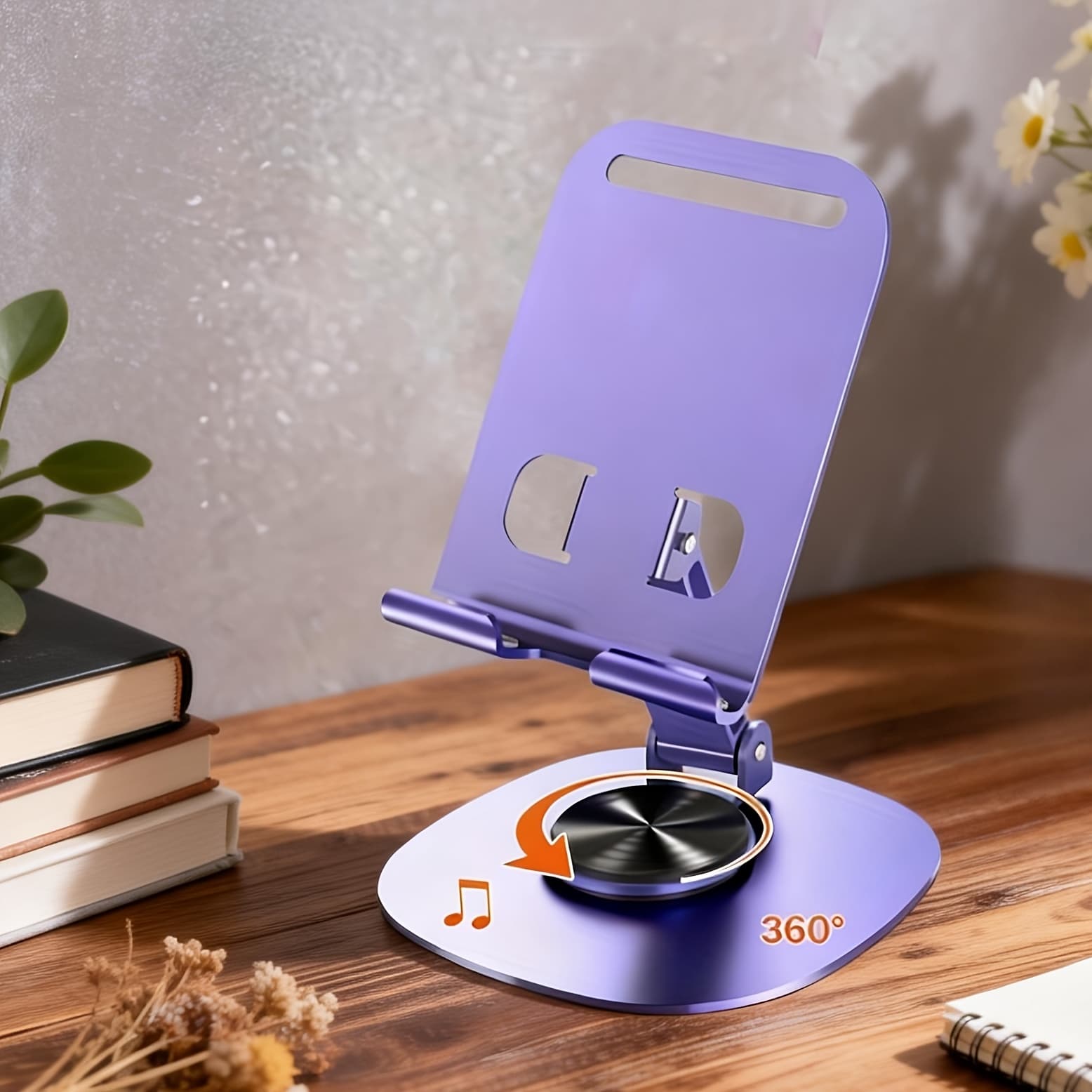 TEMU Adjustable Aluminum Alloy Phone Stand, 360° Rotatable Tablet Holder, E-reader Stand, Desktop Lazy Bedside Live Broadcast Stand, Foldable & Rotatable Portable Metal Bracket-great Gift