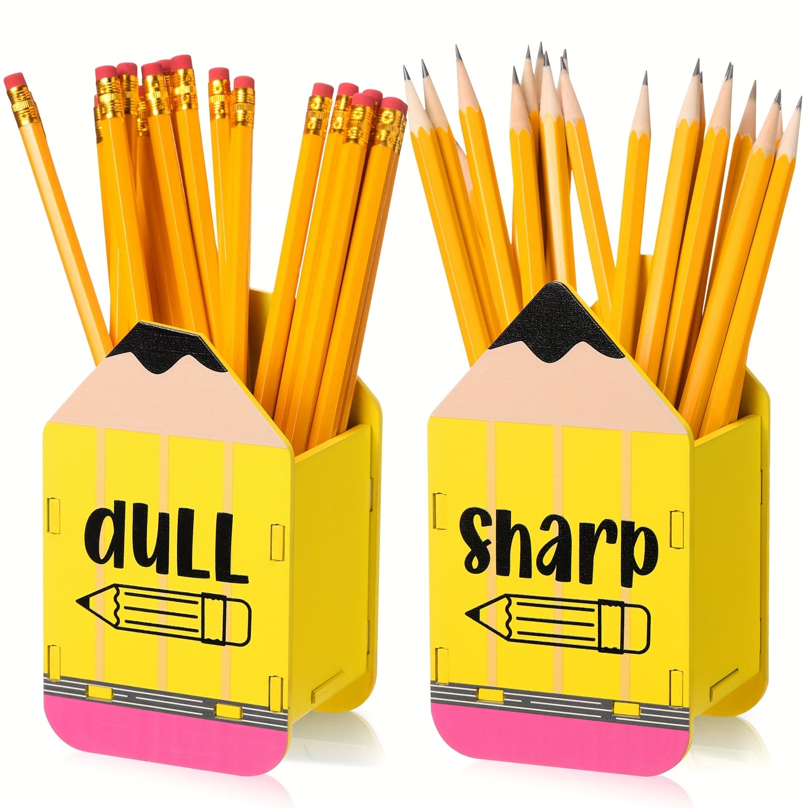 TEMU 2pcs Pencil Shaped Holder Sharp And Holder Wooden Dispenser Pencil Storage Organizer For Back To School Teachers Classroom Management Organization (simple)