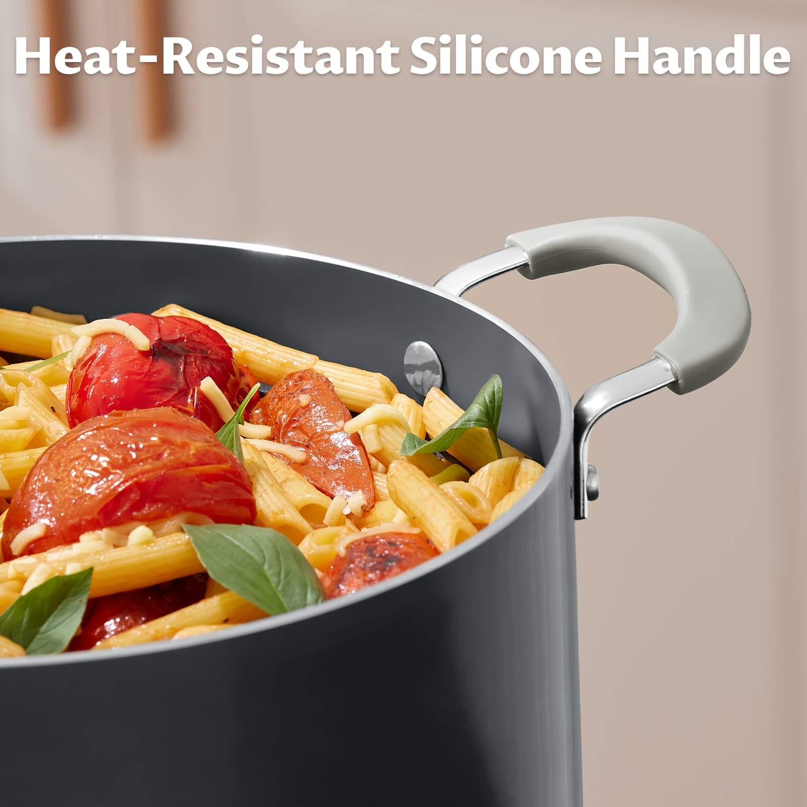 TEMU 8 Qt Pot With Lid, Nonstick With Lid With Silicone Handle, Induction Ready, Large Cooking Pot, Compatible With All Cooktops