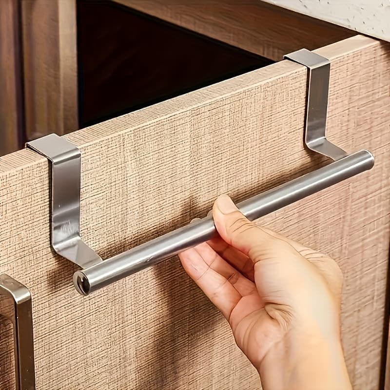 TEMU An Elegant 403 Stainless Steel Towel Rack, Stylish And Punch-free Door Towel Hanger, Perfect For Storing Towels In Bathrooms And Kitchens. This Durable, Towel Racks