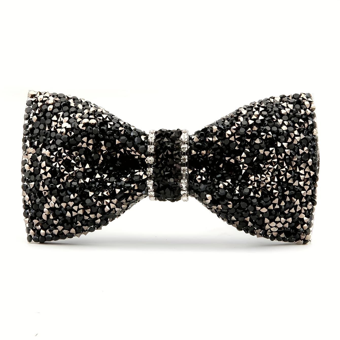 TEMU 1pc Of Fashionable Men's Luxurious Sparkling Stage Dinner Wedding Essential Adjustable Bow Tie, Black/golden/white