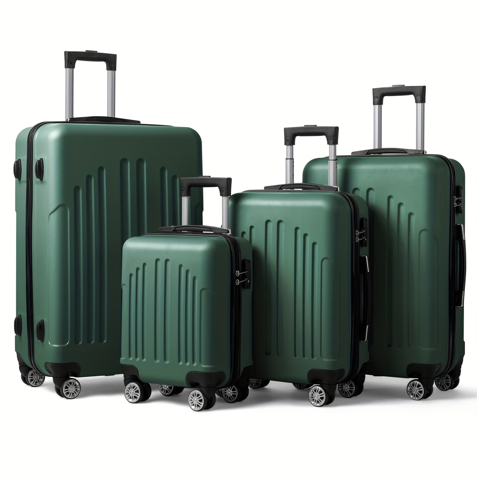 TEMU 4pcs Luggage Set Abs Hard Shell Suitcase Luggage Sets Double Wheels With Purple Orchid