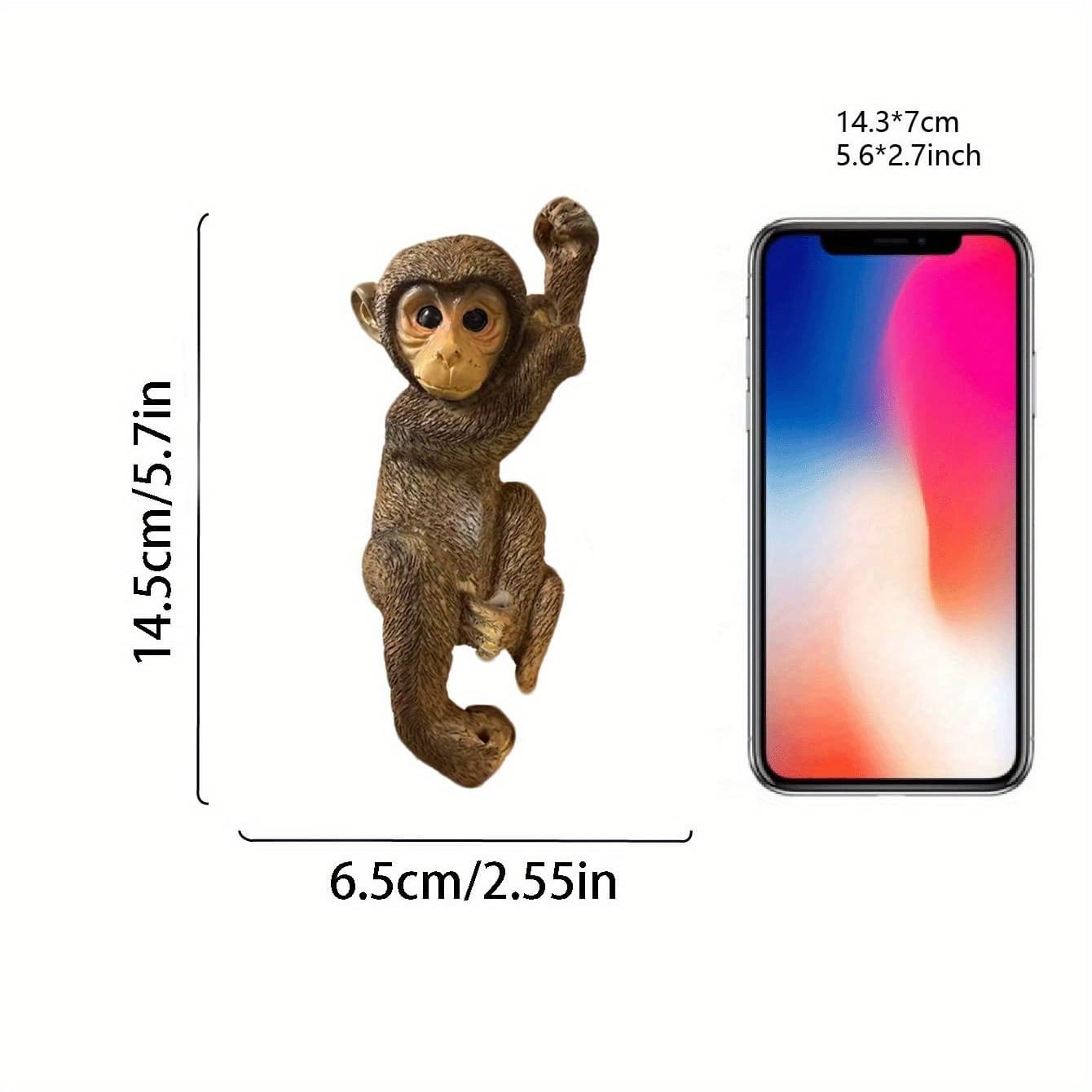 TEMU 1pc Resin Monkey Statue, Outdoor Hanging Decoration, Suitable For Patio And Garden Decor, Perfect Gift
