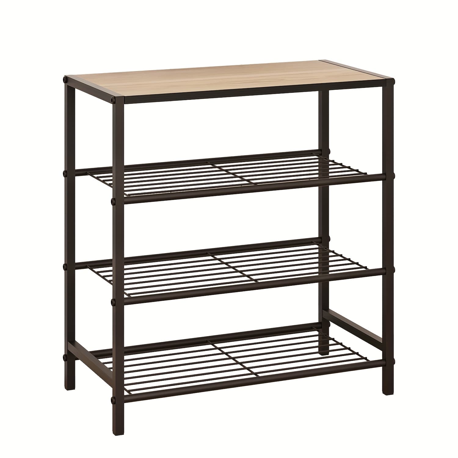 TEMU 1pc Metal And Wooden Shoe Rack, Exquisite And Easy Matching, Sturdy And Durable, Multifunctional Storage Rack, Suitable For , Bedrooms, Bathrooms, Kitchens, Dormitories