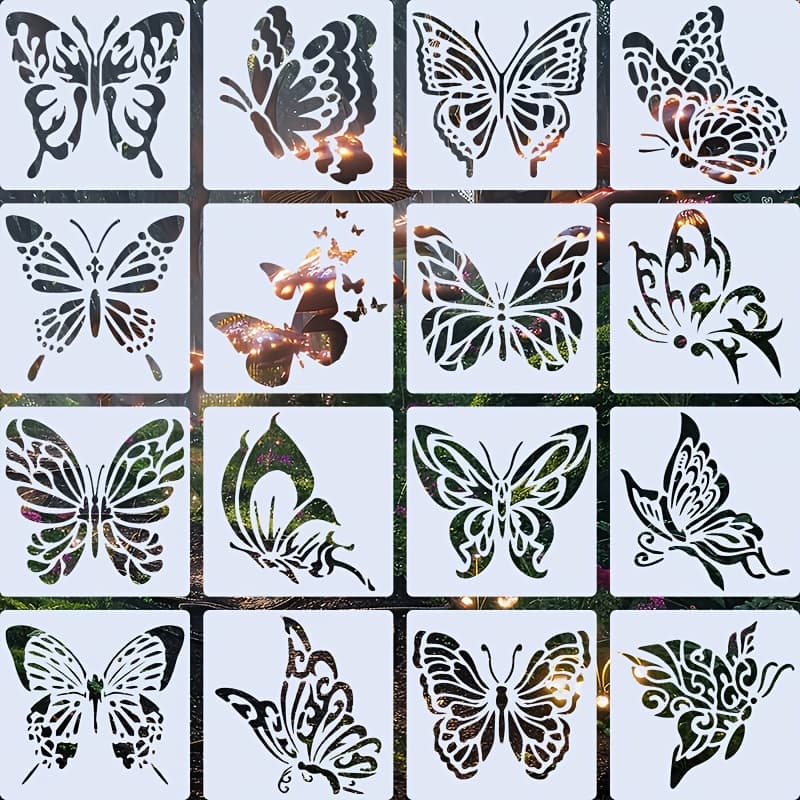 TEMU Painting Templates, 16pcs Of 4×4 Inches, Suitable For Wall Art, Illustrations, And Creative Materials. Ideal For Scrapbooking, Hand-drawn Reports, Crafts, Bookmarks, Journals, Hand-painted
