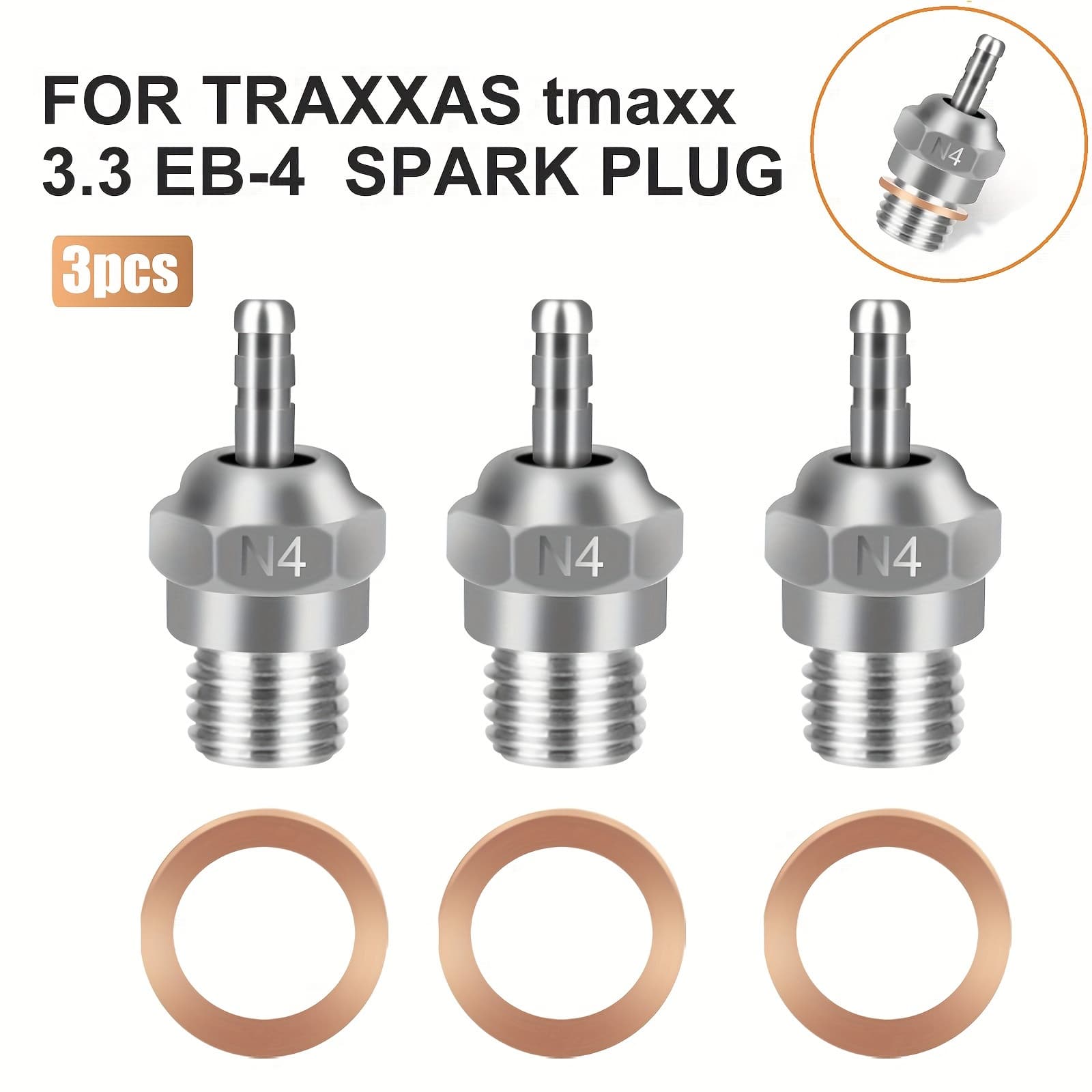 TEMU 3pcs N4 Hot Spark Glow Plug, Glow Replace, For , , Hsp, Hpi, 1:8 1:10 Rc Car, Truck