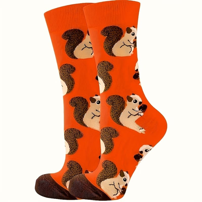 TEMU 1 Pair Of Trendy Mid-calf Women's Socks With Cute And Fashionable Print