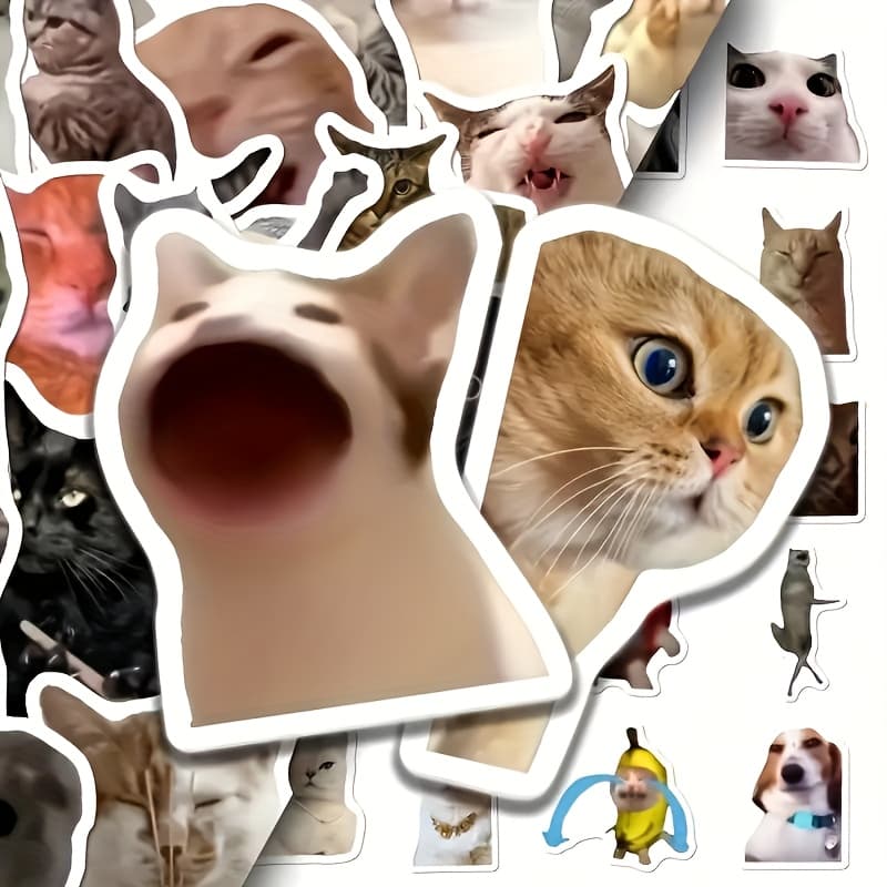 TEMU 101pcs Cat Meme Sticker Set, High Quality, No Batteries Required, Less Feathers, Suitable For Diary, , Diy Craft, Laptop, Phone Case