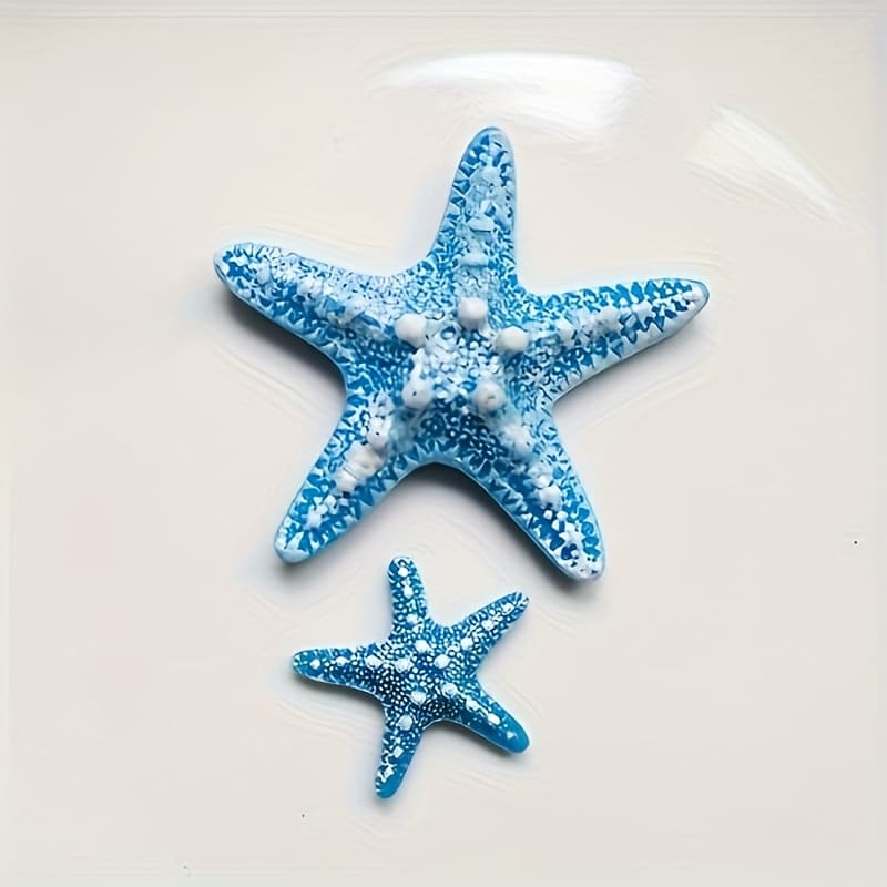 TEMU 2 Large And Small Blue Starfish Resin Statues - Cultural Decoration, Suitable For Home, Office Or Coffee Shop - Perfect Gift For Christmas, , Christmas, Starfish Decoration