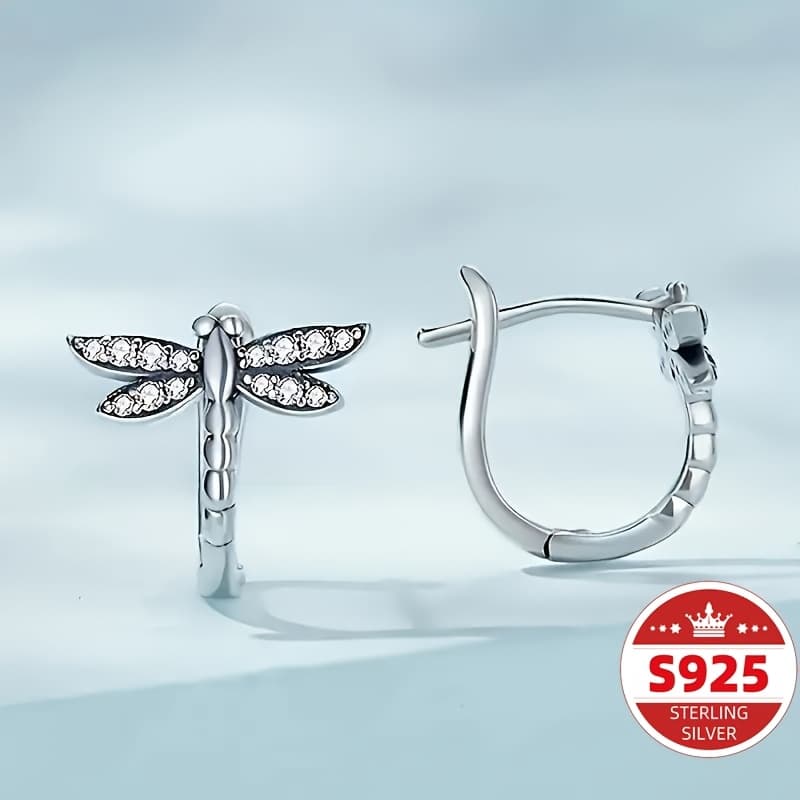 TEMU S925 Sterling Silver Hoop Earrings - Hypoallergenic, Sparkling Zirconia Inlaid, Adorable , Fashionable Gift For Women - Ideal For , Everyday Wear, And
