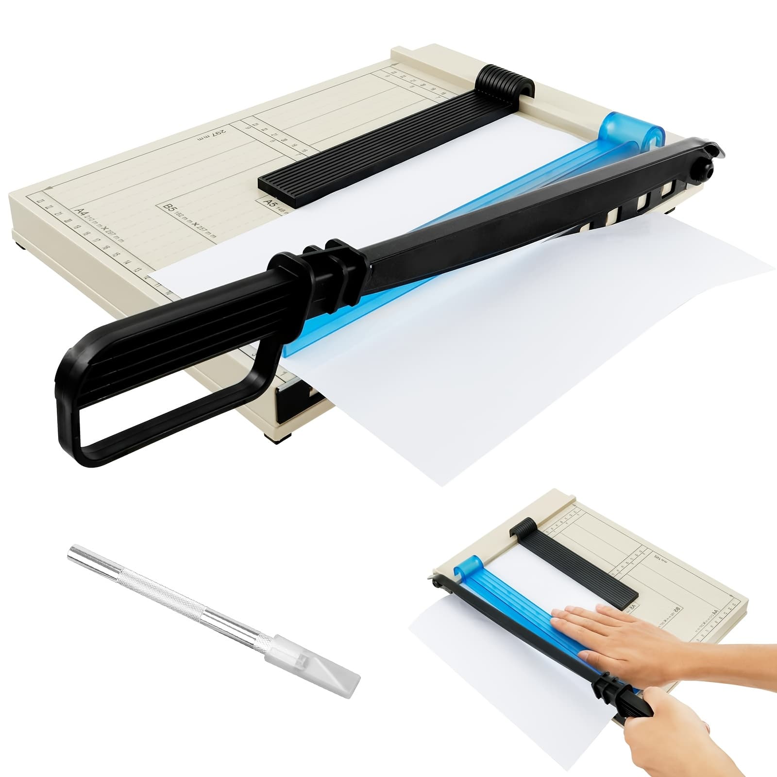 TEMU Portable Paper Cutter, Manual Guillotine Trimmer With Safety Guard, Smooth Cutting For Cardstock And Photos, No Power Needed, For Office, School, Home, Halloween And Christmas Gift
