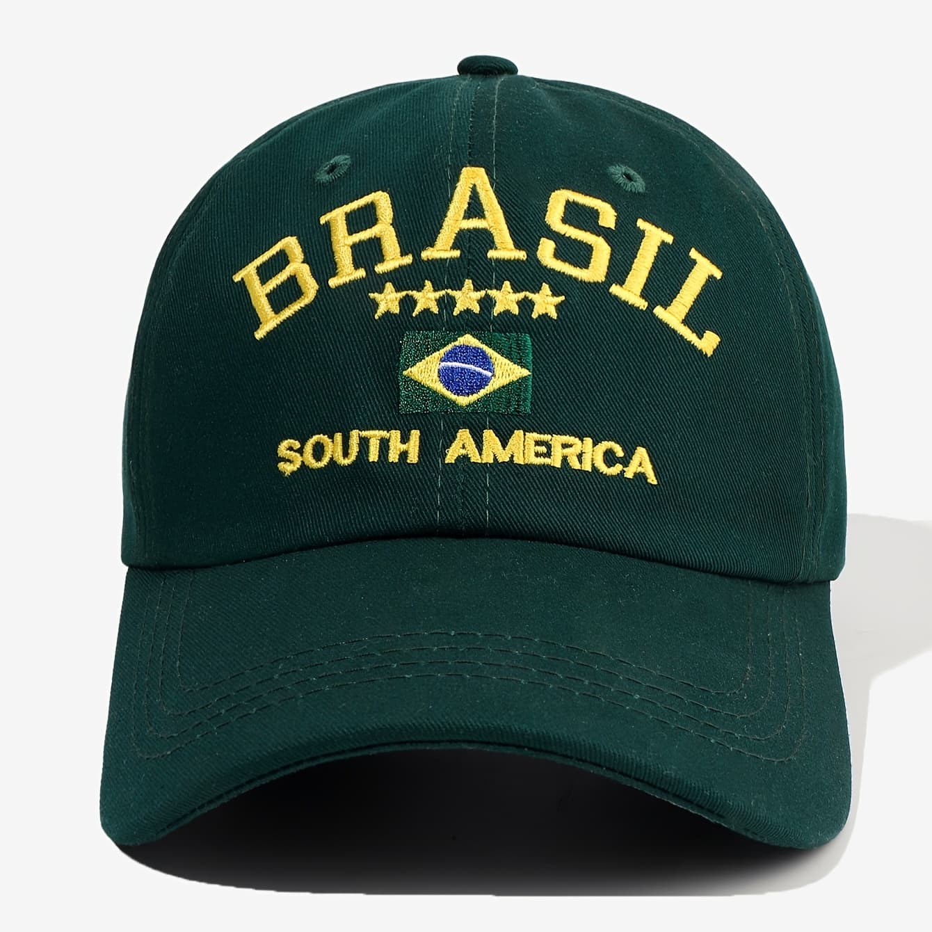 TEMU 1pc Unisex Street Individual Brasil Embroidered Baseball Suitable For Outdoor Leisure Vacation