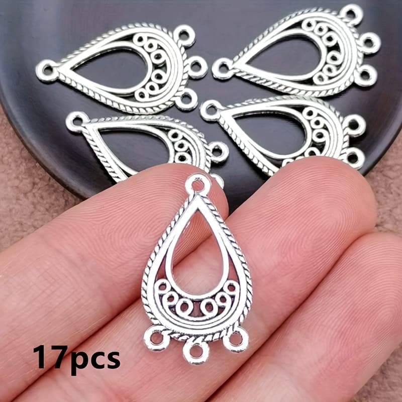 TEMU 17pcs Elegant Earrings Charm Connector Pendant, Bohemian Style Jewelry Accessories, Handmade Making Bracelet, Necklace, Earring Accessories 15*26mm
