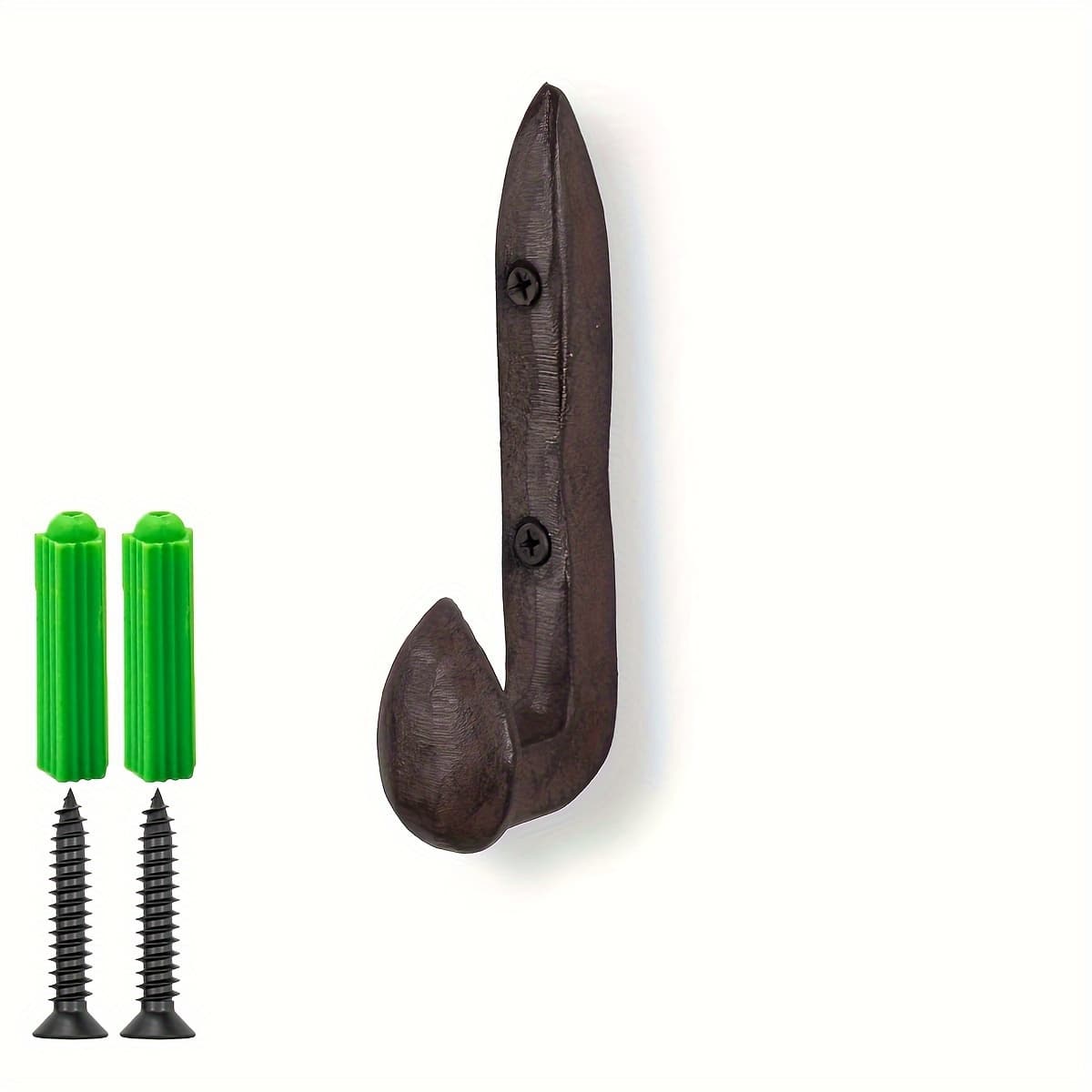 TEMU 1set, Vintage European-style Cast Iron Wall Hook - Rustproof Metal Railroad For Garden, Yard, Farmhouse - Ideal For Coats, Towels, Hats - Includes Installation Hardware, Coat Hooks, Painted