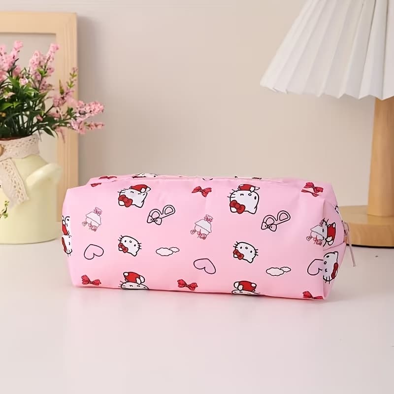 TEMU Hello Kitty Pencil Case - Anime Design, Large Capacity Canvas Stationery Set | Gift For Fans