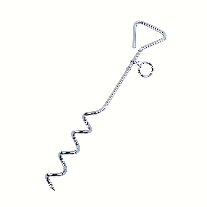 TEMU Stainless Leash Stake With Spiral Design - Anchor For Grass , Secure Tethering For Dogs