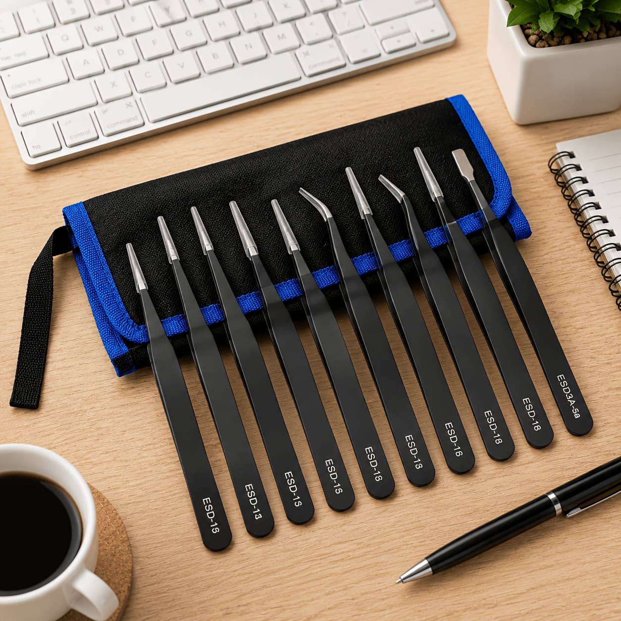 TEMU 10pcs Set Of High-quality Anti-static Stainless Steel Tweezers, Tools, Suitable For , Model Making, And Electronic Products. Resistant And Ergonomically Designed, Suitable For Father's Day