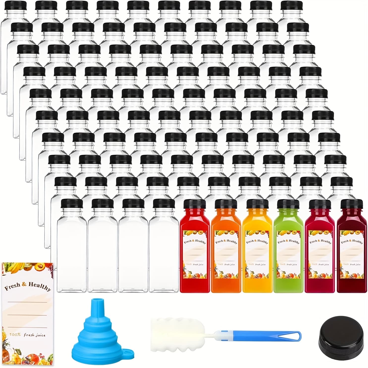 TEMU 100-pack 12oz Reusable Juice Bottles - Containers For Juices, Beverages, Iced Tea, And Homemade Drinks | Leak-proof Bulk Storage | Perfect For Christmas Gift Sets (cafe Ready Storage)