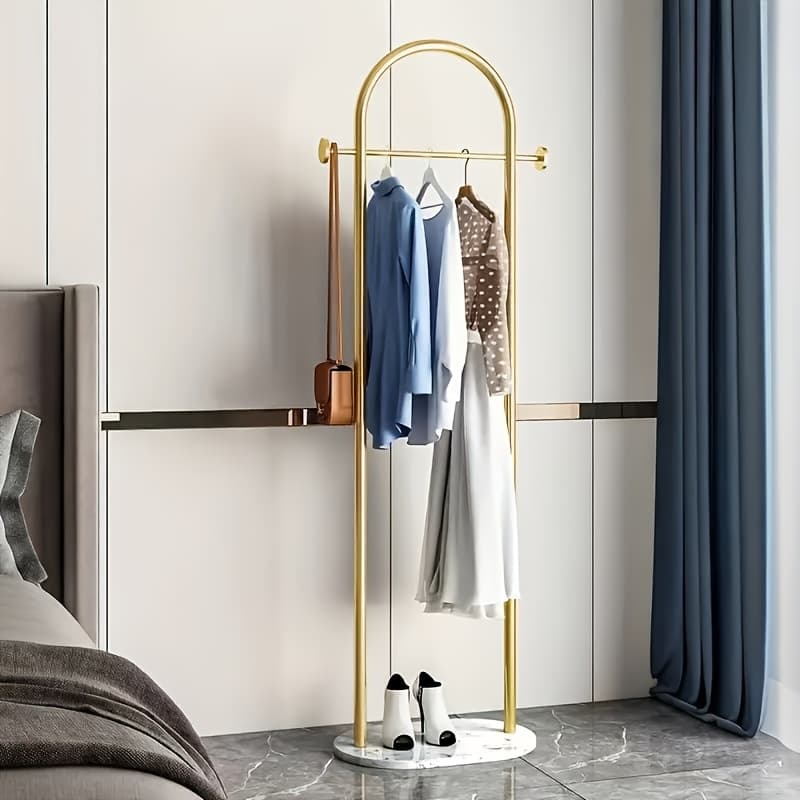 TEMU 1pc Clothing Rack Marble Base Metal Modern Coat Rack Stand Clothes Rack Stand For Bedroom Standing Garment Rack Heavy Duty Coat Hanger Rack Stand For Bag, Hat, Scarf, Jacket