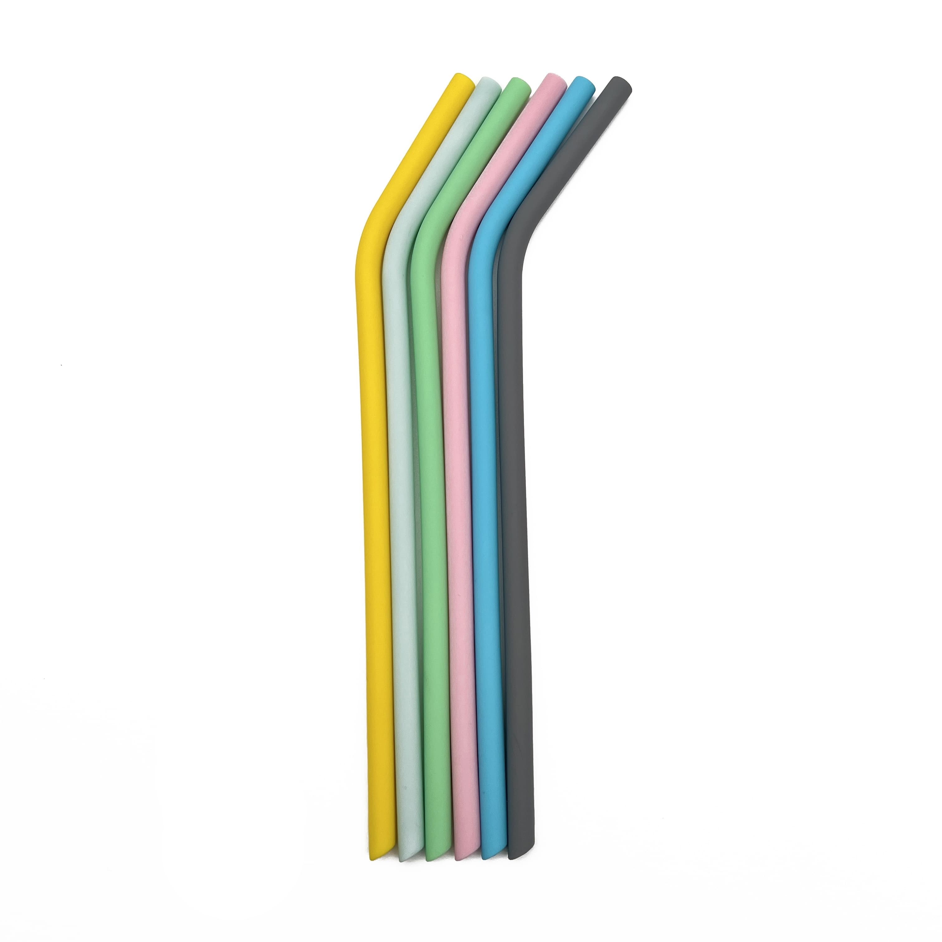 TEMU 6pcs Reusable Silicone Straw Set, Suitable For Hot Drinks Like Coffee, Bubble Tea, And Outdoor Camping, In Straight And Bent Styles