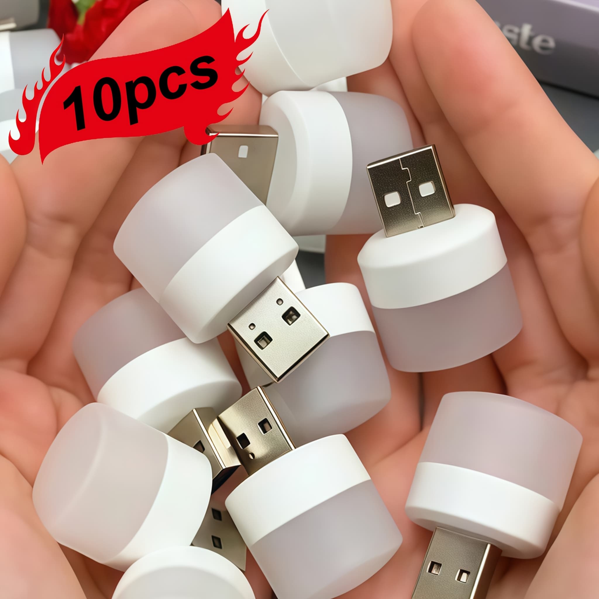 TEMU 10pcs Mini Usb Night Lights, -care Reading Lamps, Usb Plug, For Computer And Power Bank Charging Led Night Lights.