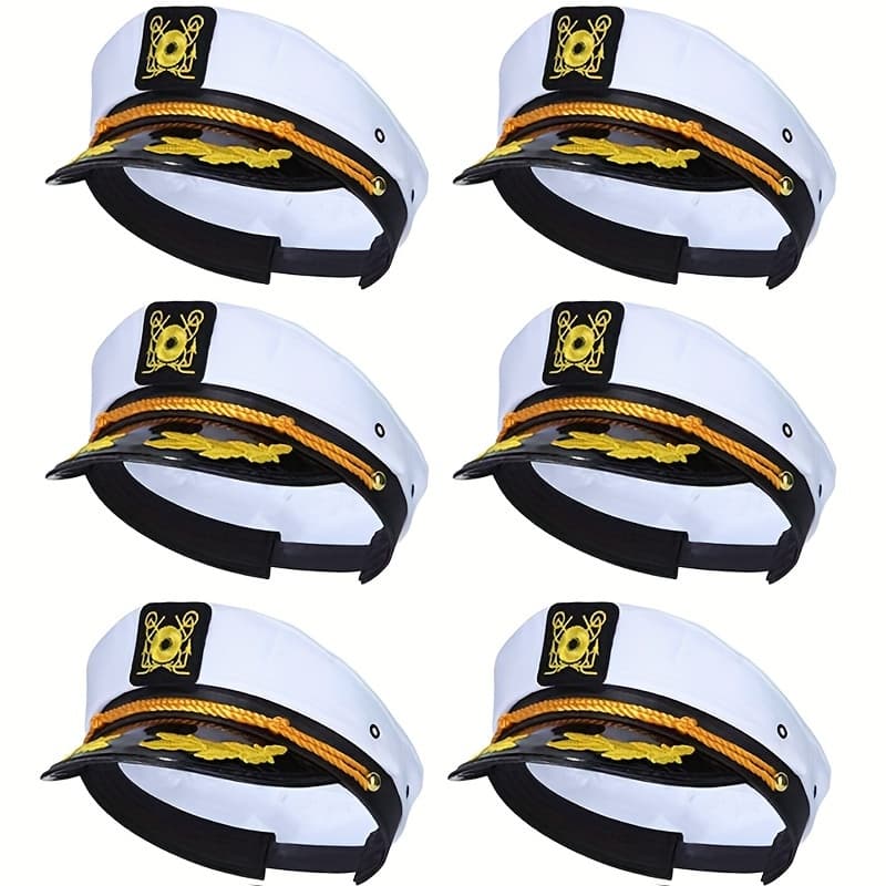 TEMU 6pcs, Navy Captain Hat Summer Sailor Nautical , Adult Adjustable Carnival Rock Flower Boy Party Accessory Hat