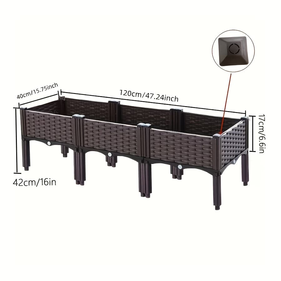 TEMU 3pcs Raised Garden Bed With Legs, Elevated Plastic Planter Box For Outdoor Plants, Flowers, Vegetables And Herbs