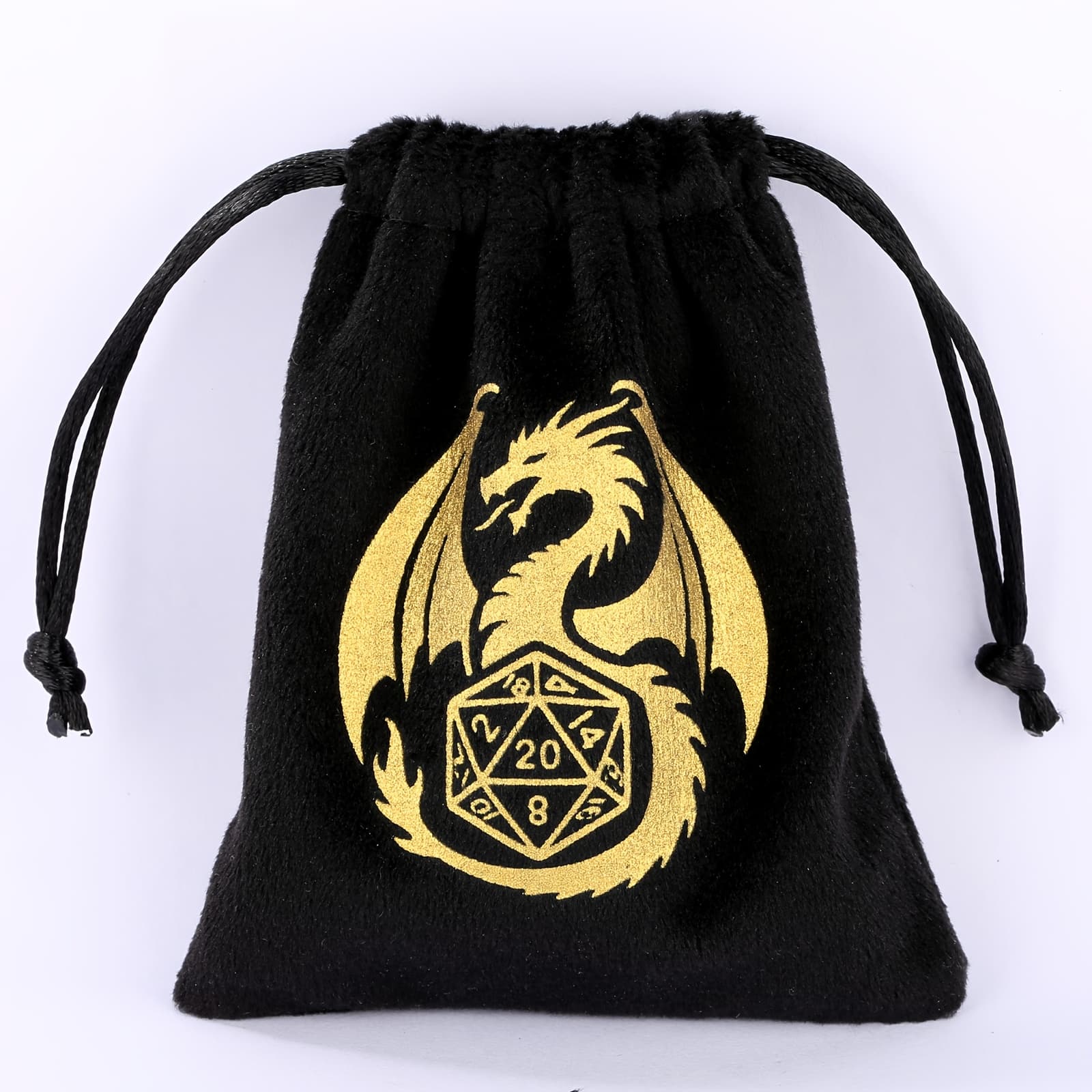 TEMU 1pc Black Dragon-themed Drawstring Bag With - Soft Durable Portable Organizer Suitable For, Tabletop Rpg Games, Travel, For Dices, Cards, Jewelry & Small Items