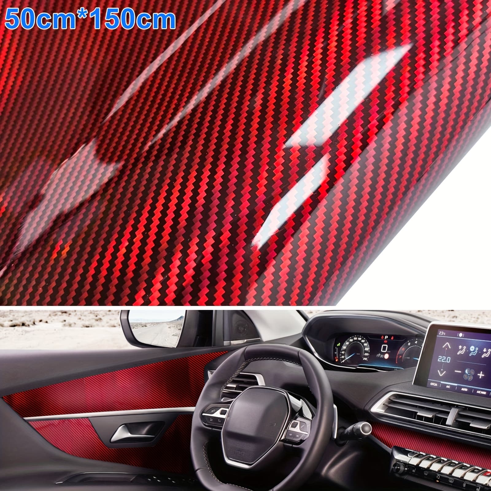 TEMU Vinyl Wrap With Laser Carbon Fiber End, Decorative Film For Cars, Measures 50 X 150cm/19.69 X 59.06 Inches, Suitable For Car Center Column Interior And Exterior Stickers