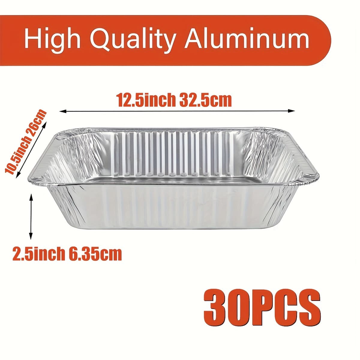 TEMU 30pcs Heavy-duty 12.5"x10.25" Aluminum Foil Pans - Extra Deep, , Resealable For Cooking, Baking & Roasting, Perfect For Serving Meals, | Rectangular Foil Pans | Construction