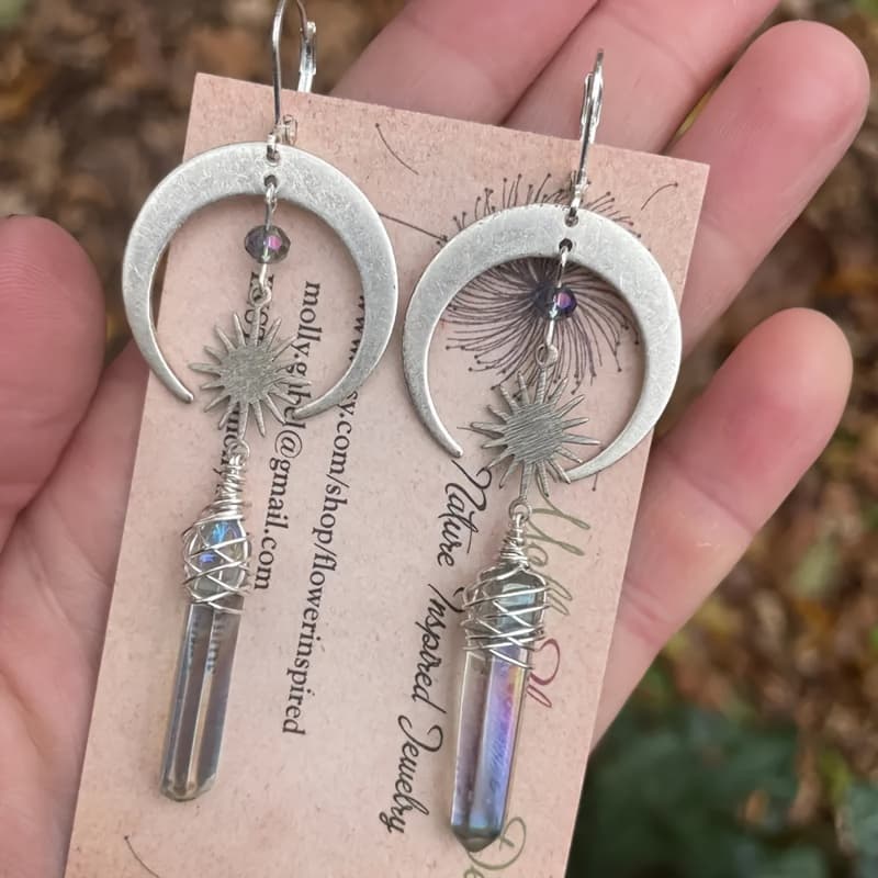 TEMU 1pair Sun Drop Geometric Cross Twisted Elegant Bohemian Natural Stone Earrings Hanging Daily Party Gift For Women