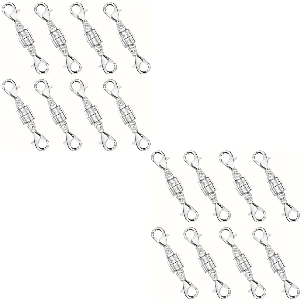 TEMU 925 Silvery Double Lobster Magnetic Necklace Clasps, Magnetic Necklace Clasps And Closures For Bracelet Necklace Extender