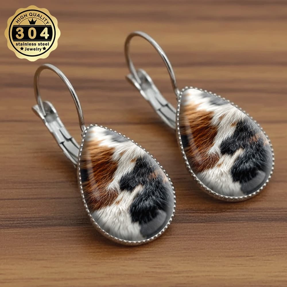 TEMU 1 Pair Fur Texture Animal Hair Teardrop Earrings - 304 Stainless Steel Jewelry, Multicolor (/blonde//) Suitable For Daily Wear & Holiday Gifts, Wearable Hair Earrings, For Teenager