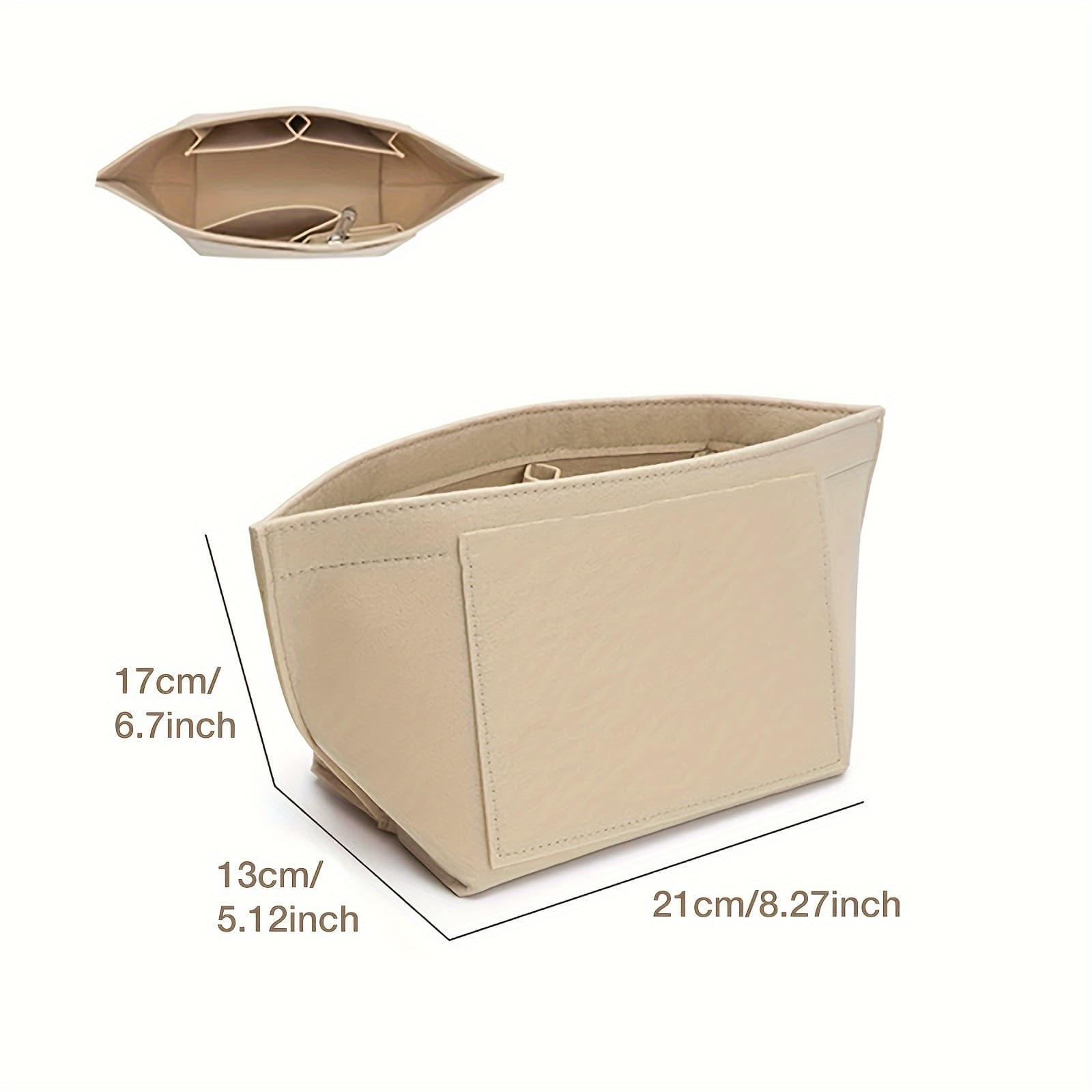 TEMU 1pc Felt Insert Bag Organizer For Women's Tote Handbag, Portable Cosmetic Travel Purse, , Fabric With Soft Smooth Felt, Large Capacity With Multiple Pockets, Durable Metal Zipper