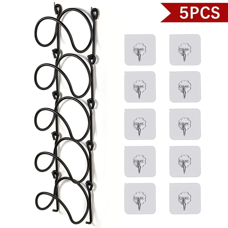 TEMU 5pcs Wall-mounted Punch-free Towel Storage Rack - Space-saving, Multi-functional Organizer For Towels & Bottles - Stylish Bathroom Additions Set, Towel Racks