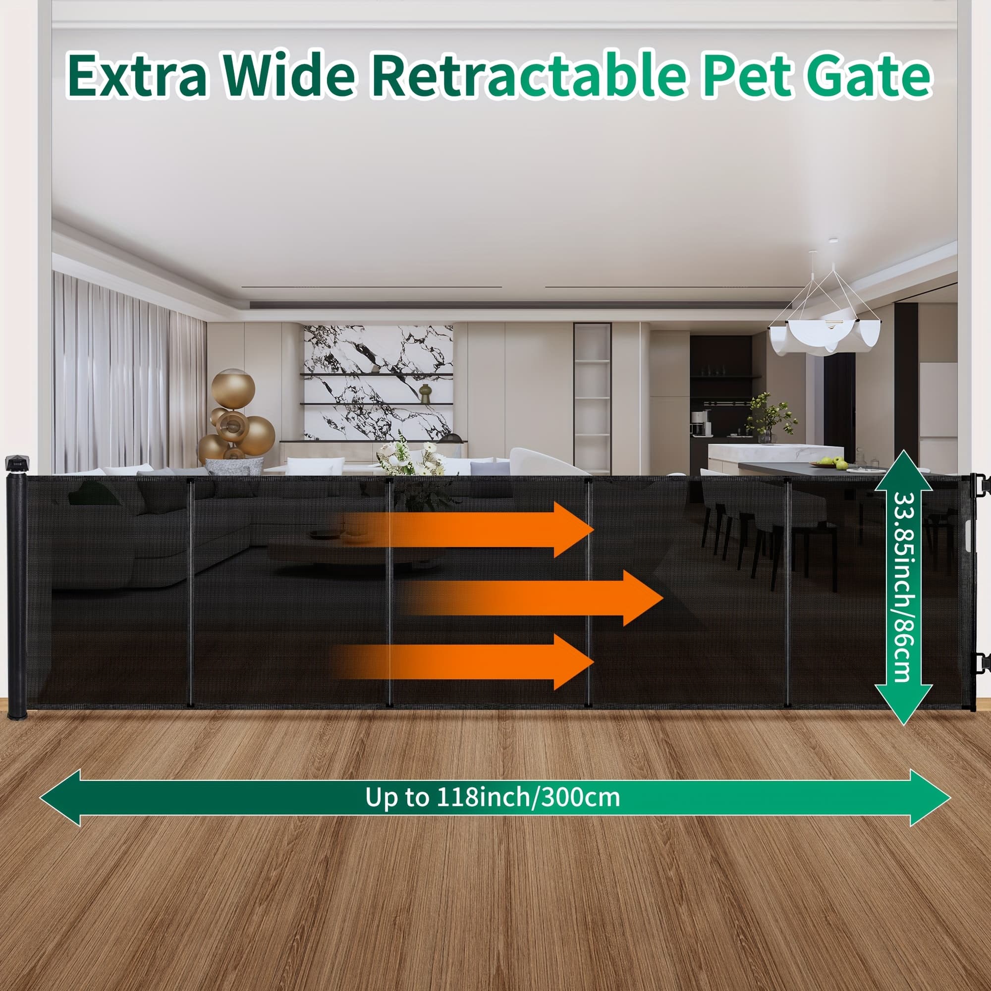 TEMU Door Gate With Fiberglass Rods Stop Dog Get Through It, Extra Wide Pet Gate For Indoor, Outdoor, Garden, Garage And Deck, Door Dog Gate 86x300cm Large Size