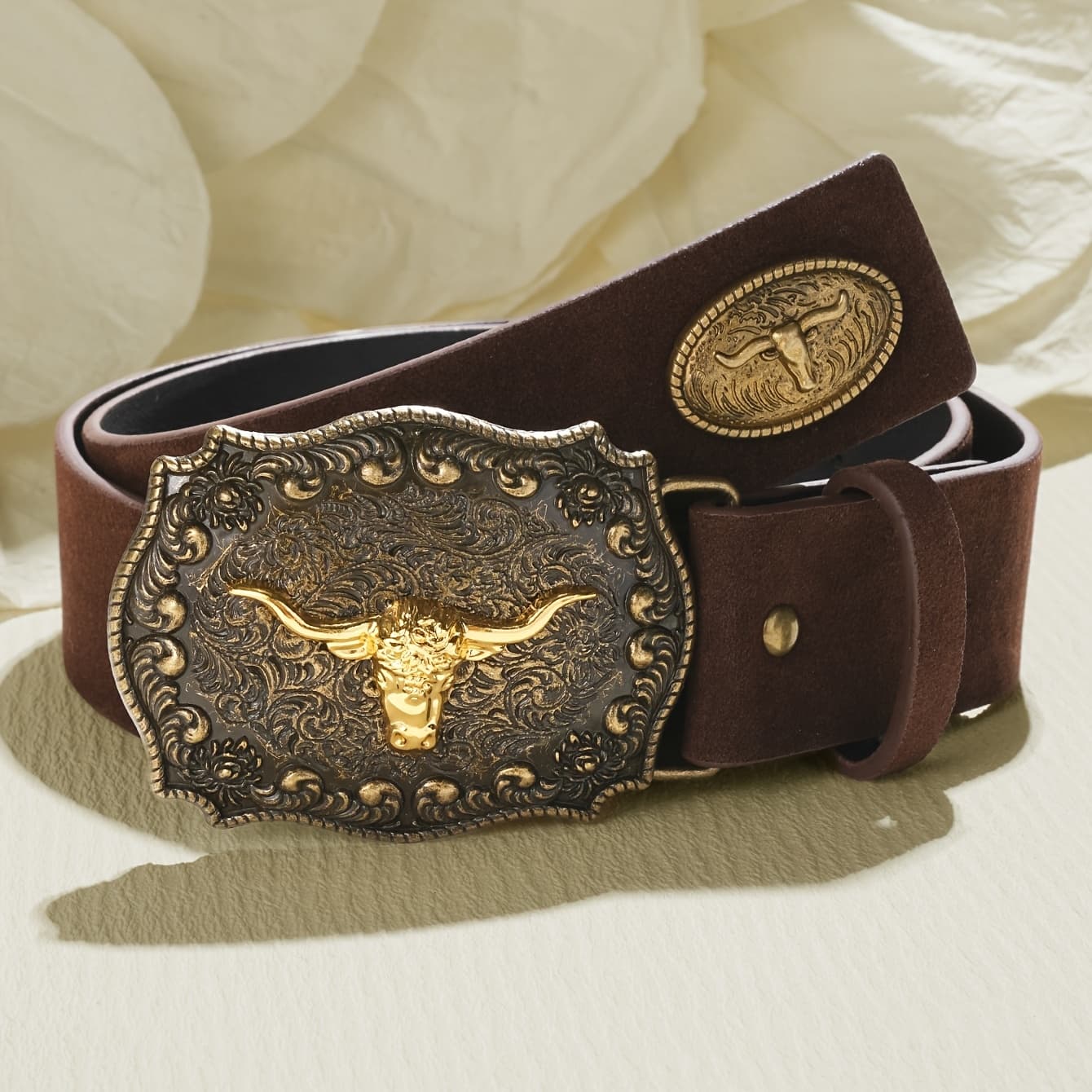 TEMU 1pc Women's Vintage Carved Animal Belt, Western Style Belt Fashion Accessory For Trousers And Dresses, Suitable For Daily Wear, , Parties