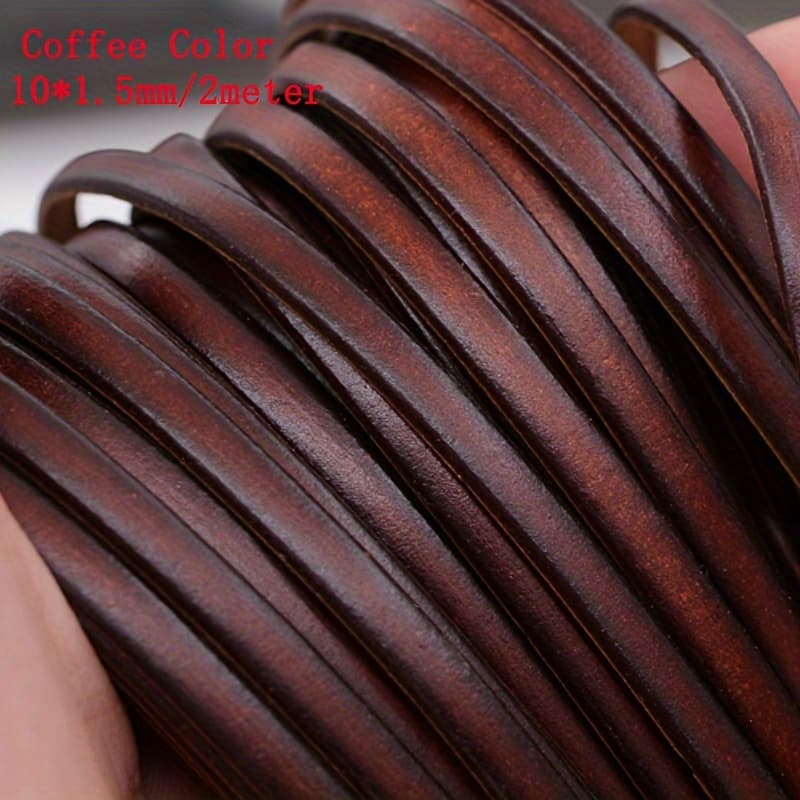 TEMU 2m/roll Flat Pu Leather Cord, Thickness 1.5mm, Pu Leather Rope For Jewelry, Necklace Cord, Diy Handmade Jewelry Accessory Material