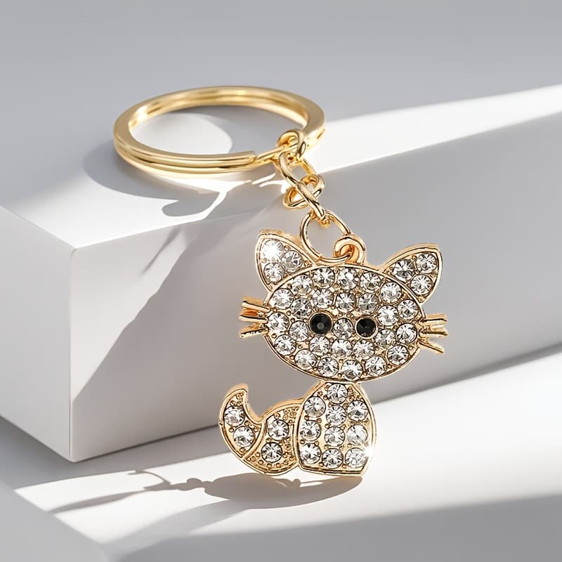 TEMU 1pc Of Fashionable And Cute Full- Cat-shaped Keychain Pendant Accessory, Featuring A Gorgeous And Adorable Style, Suitable For Women's Keychains And Bag Decorations