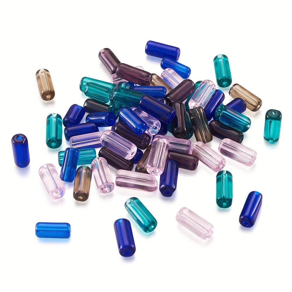 TEMU 100pcs Random Mixed Transparent Glass Tube Beads, Suitable For Jewelry Making And Decoration