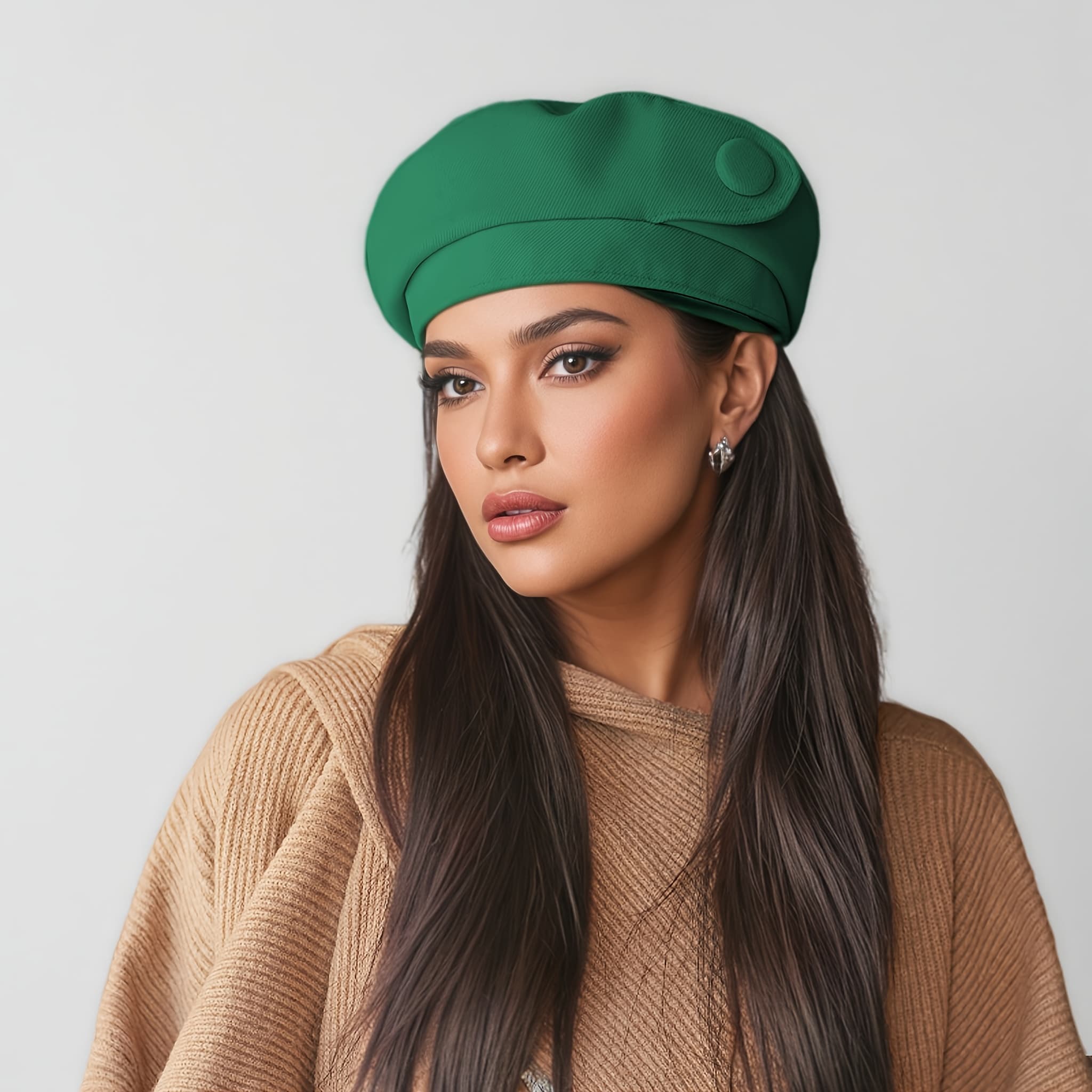 TEMU Sweet Denim Beret Female Niche Design Large Head Octagonal Hat Face Small Beret Hat