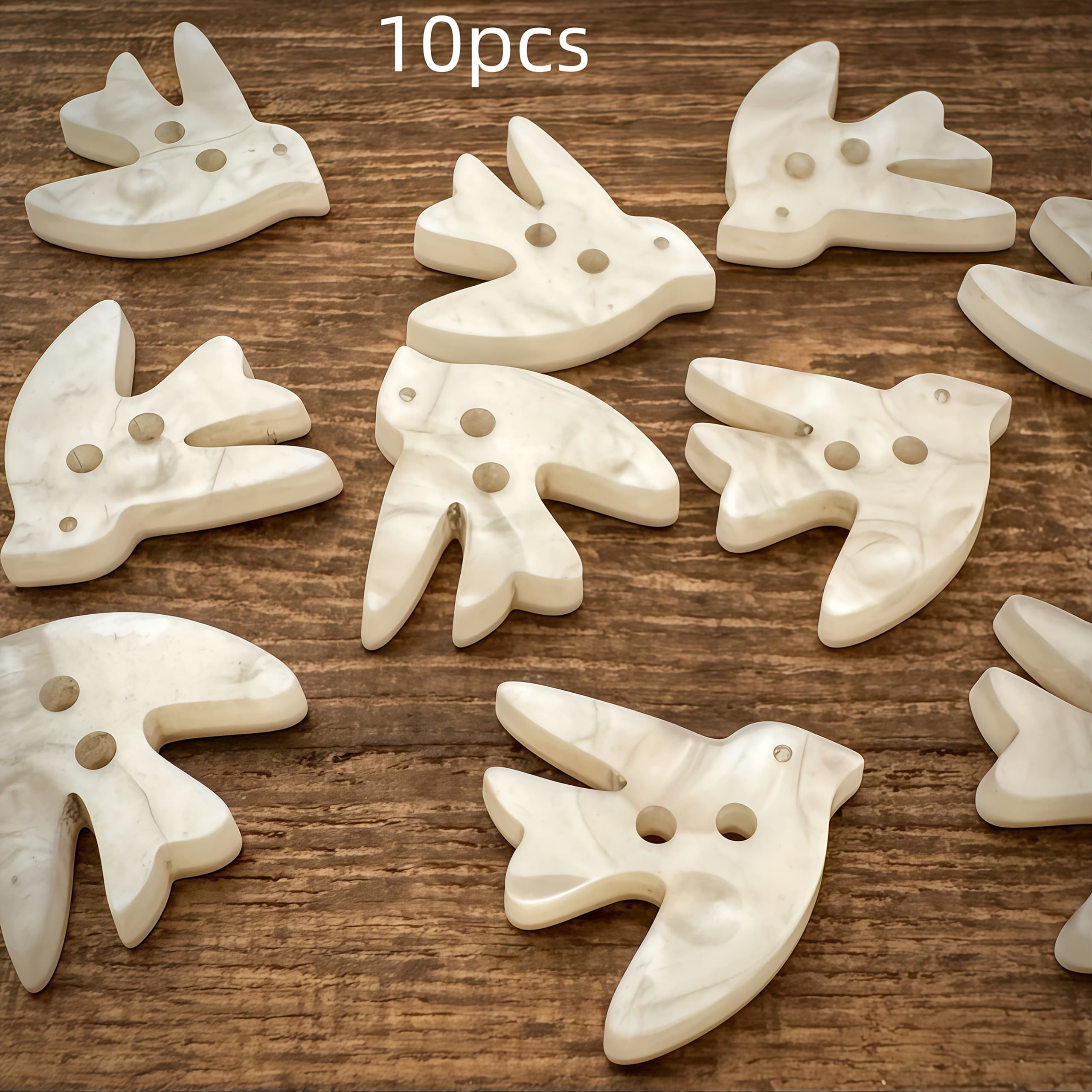 TEMU 10pcs Bird-shaped Irregular Buttons Handmade Additions Shirt Brooch Decoration Resin Buttons Sweater Coat Trench Coat Buttons