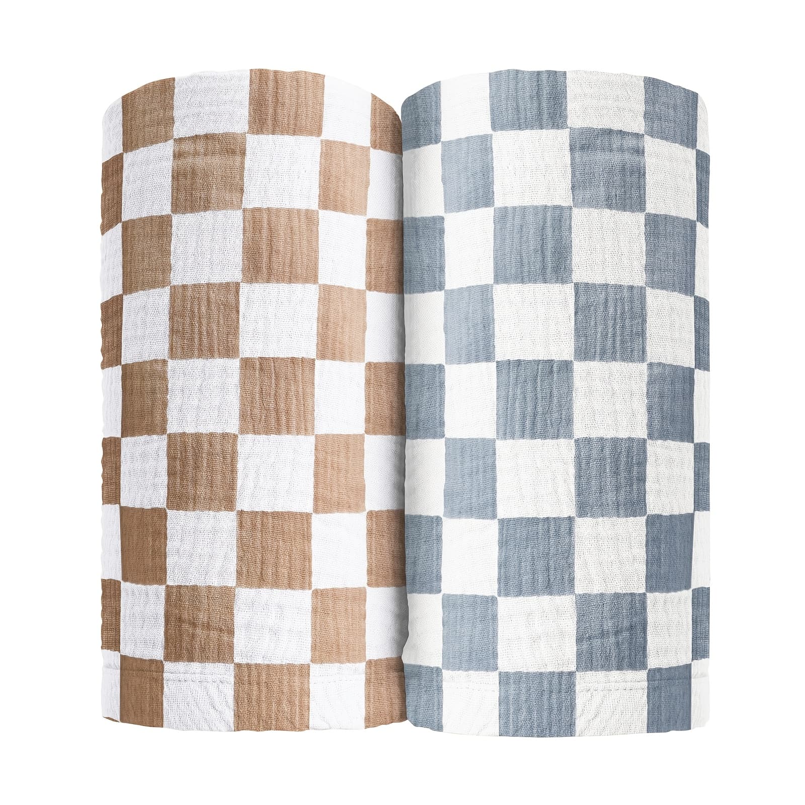 TEMU Ultra Soft Checkered Muslin Baby Blanket Pack Of 2 Blankets For Babies And Toddlers Boys Newborn 40 X 40 Inches