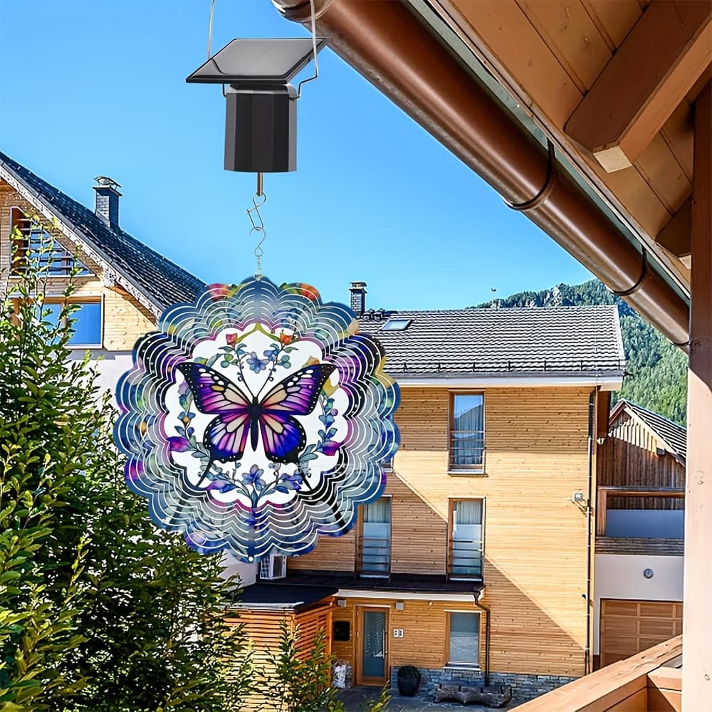 TEMU Wind Spinner Solar Motor With Hook Solar Powered Wind Chime Ornament Rotating Outdoor Decor Wind Spinner Solar Motor