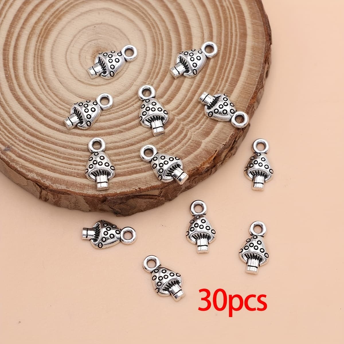 TEMU 30pcs Small Mushroom Charms Pendants For Jewelry Making Diy Handmade Necklace Earrings Key Chain Accessories