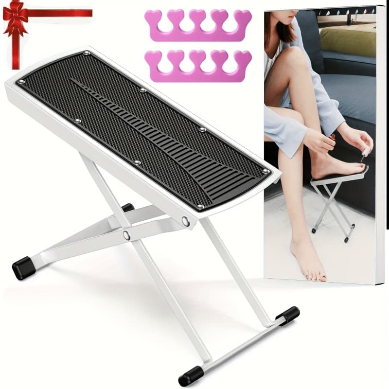 TEMU Pedicure Foot Rest, Adjustable Foot Stand With Non-slip, Toe Separator - Easy At Home, Bending Or Stretching, Beauty Pedicure Kit (black)