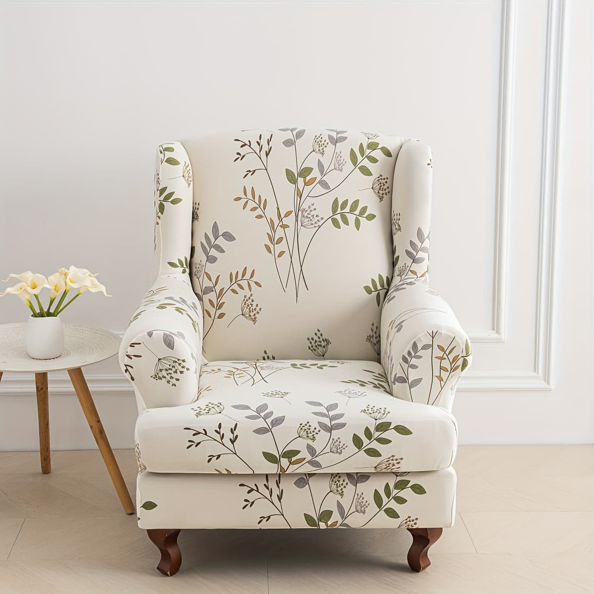 TEMU Full Coverage Elastic Fiber Fabric Printed Tiger Bench Cover Single Sofa Slipcover With Botanical Floral Pattern, Use For Living Room Or Study, 2pcs Set